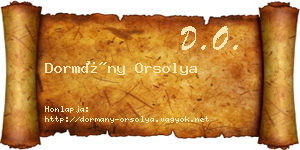 Dormány Orsolya névjegykártya